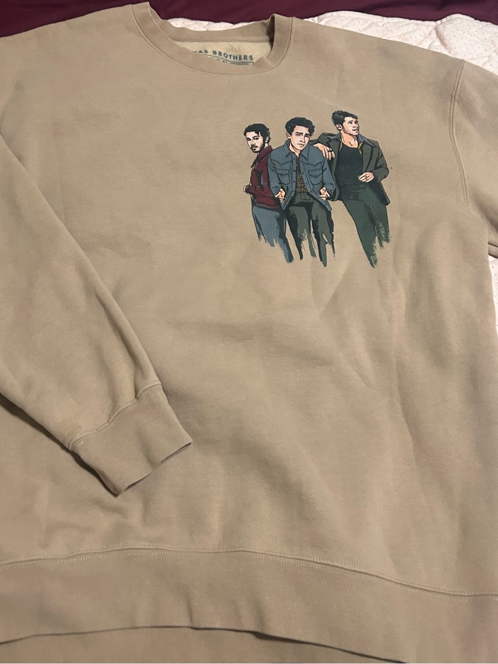 Jonas Brothers Tan Graphic Crewneck Sweatshirt
